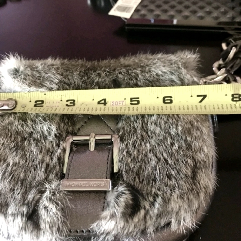 Michael Kors Gray Fur And Leather Crossbody Bag NWT - Picture 3 of 15